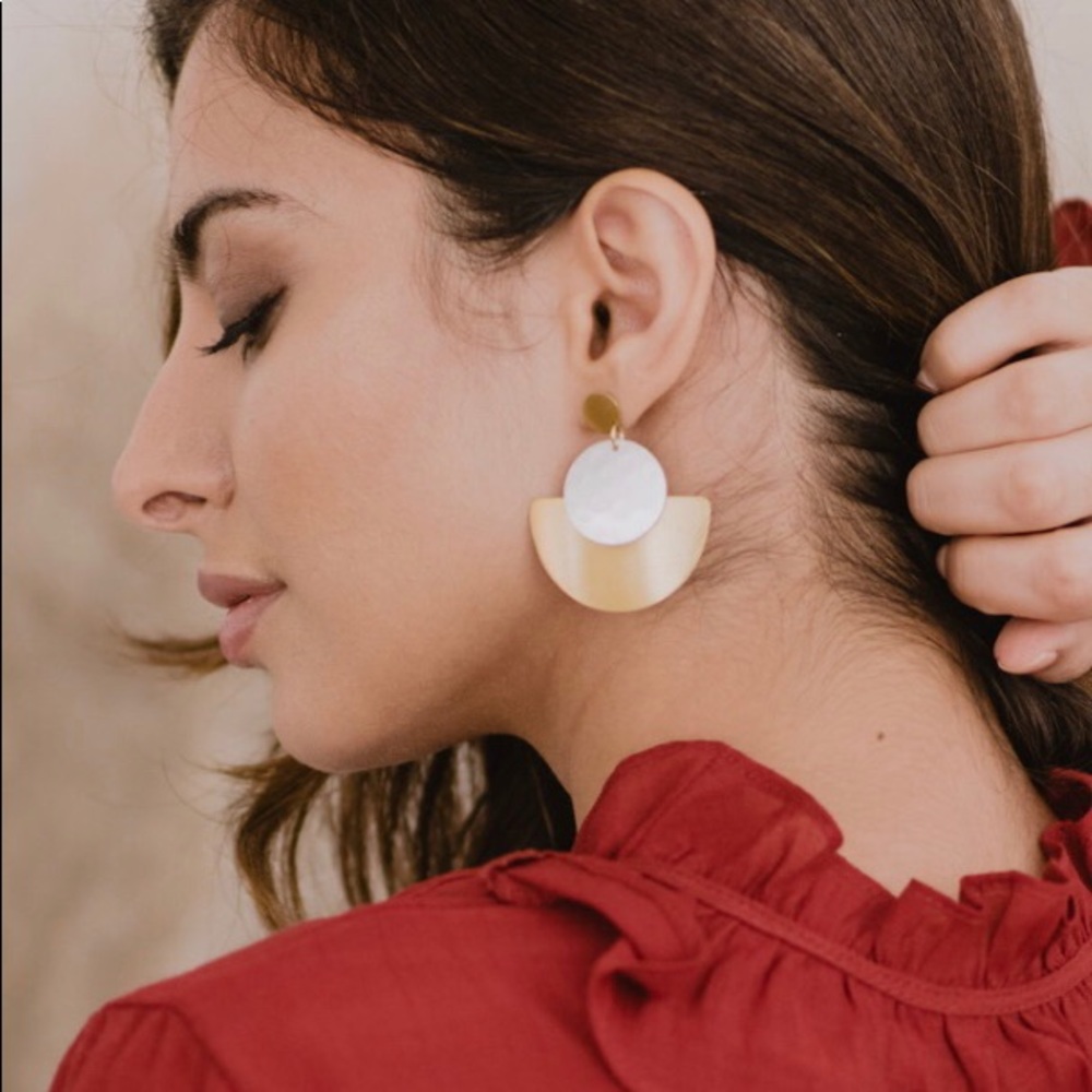 Matr Boomie Vitana Deco Geo Disc Dangle Earrings